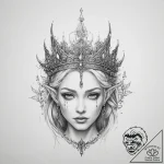 Tattoo sketch elven queen crown – tattoo sketch (№1755995493_0, 24.08.2025 00:31) — tattoovalue.net
