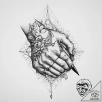 Tattoo sketch hands with a pen, ink illustrat… – tattoo sketch (№1755995699_0, 24.08.2025 00:34) — tattoovalue.net