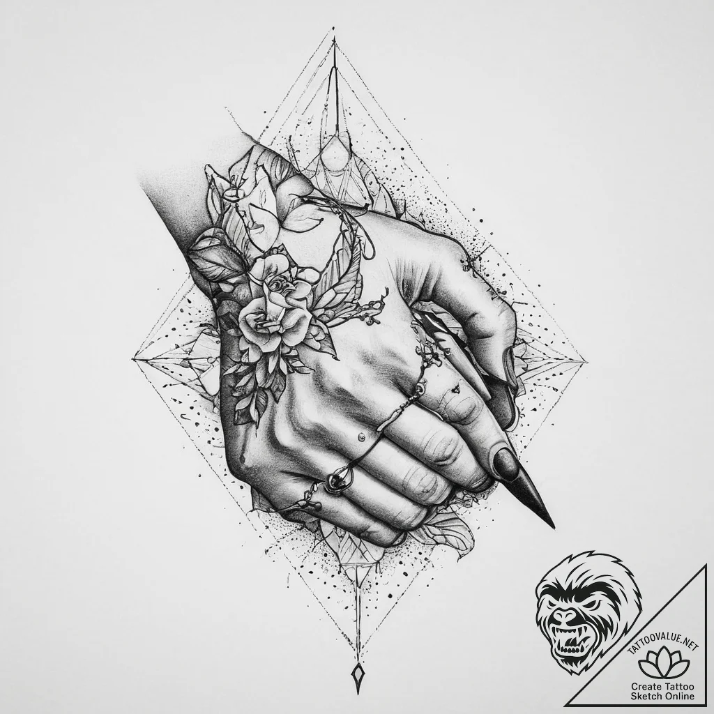 Tattoo sketch hands with a pen, ink illustrat... - tattoo sketch (№1755995699_0, 24.08.2025 00:34) — tattoovalue.net
