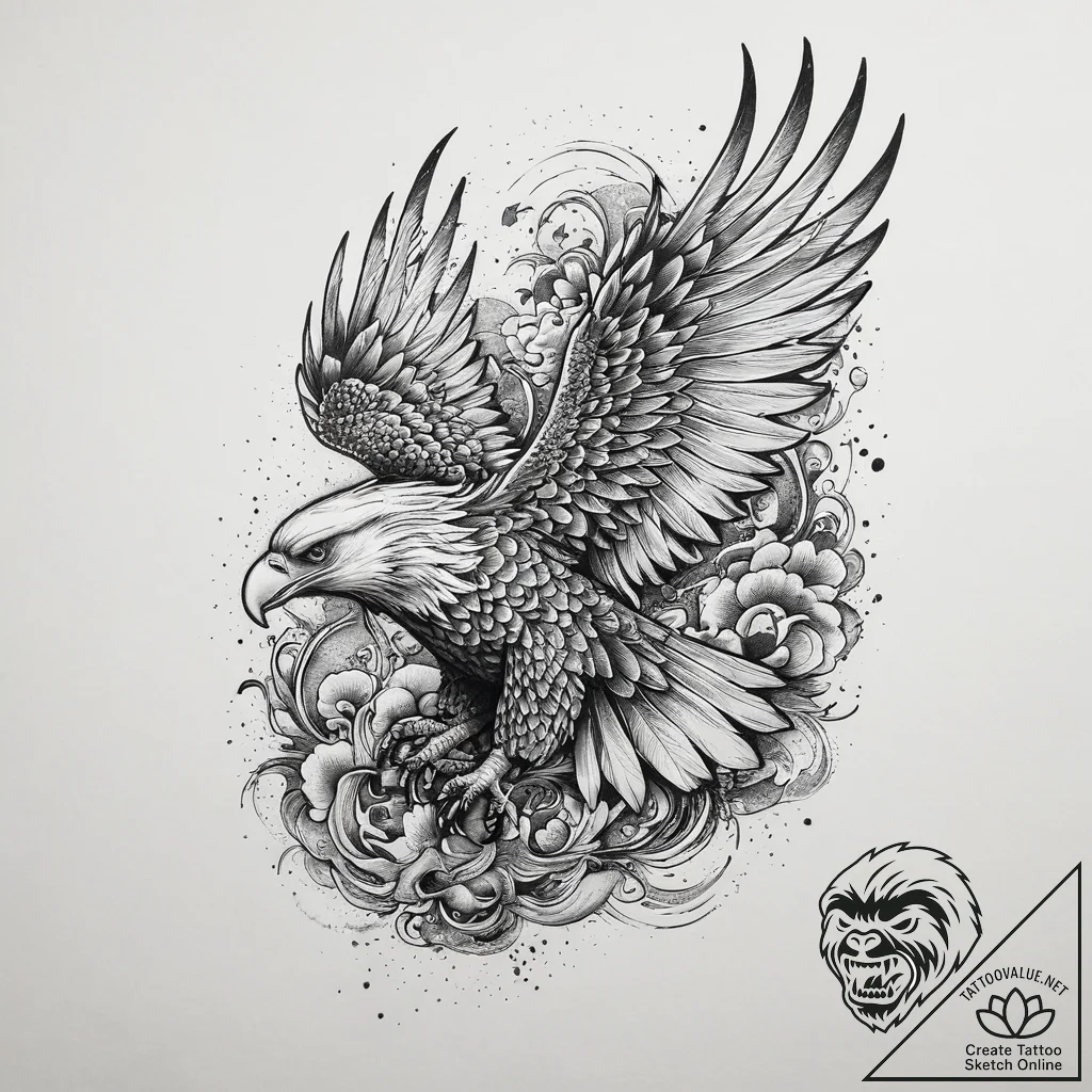 Tattoo sketch white-tailed eagle, artistic ta... - tattoo sketch (№1755996097_0, 24.08.2025 00:41) — tattoovalue.net