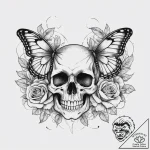 Tattoo sketch a butterfly with a skull, tatto… – tattoo sketch (№1755996498_0, 24.08.2025 00:48) — tattoovalue.net