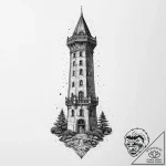 Tattoo sketch tower, tattoo drawing outline,… – tattoo sketch (№1755996901_0, 24.08.2025 00:55) — tattoovalue.net