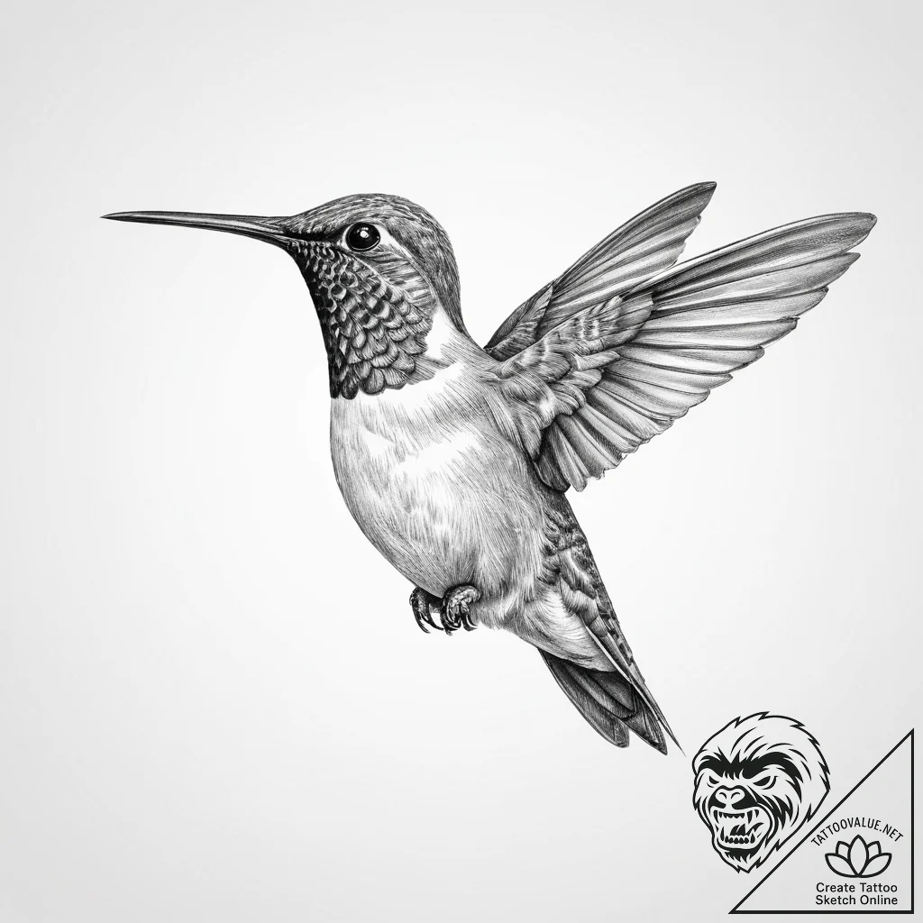 Tattoo sketch rufous hummingbird - tattoo sketch (№1755997297_0, 24.08.2025 01:01) — tattoovalue.net
