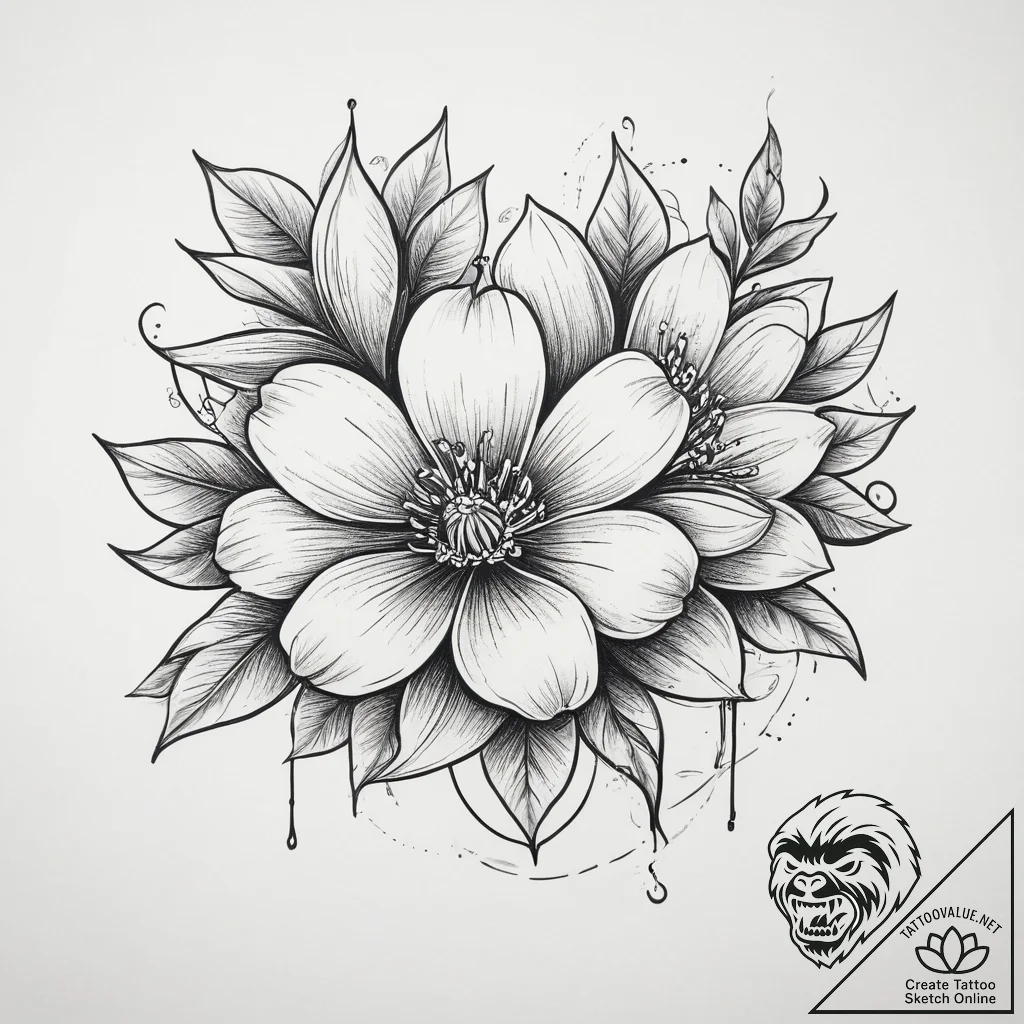 Tattoo sketch coffee blossom, artistic tattoo... - tattoo sketch (№1755997894_0, 24.08.2025 01:11) — tattoovalue.net