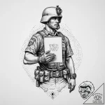Tattoo sketch soldier with a book, concept ar… – tattoo sketch (№1755998092_0, 24.08.2025 01:14) — tattoovalue.net