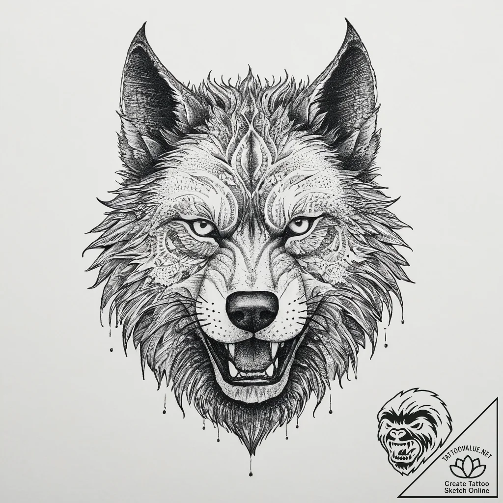 Tattoo sketch hands with a werewolf, tattoo s... - tattoo sketch (№1755998493_0, 24.08.2025 01:21) — tattoovalue.net