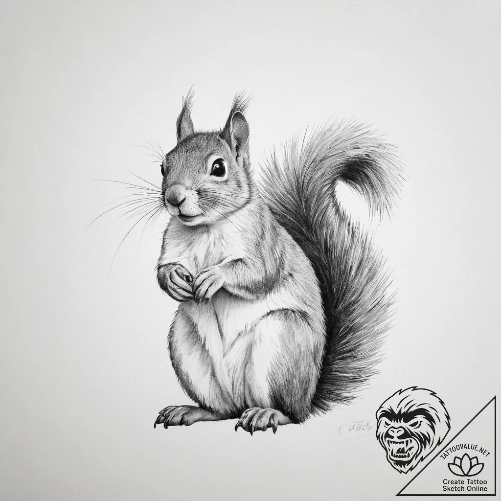 Tattoo sketch squirrel - tattoo sketch (№1755998692_0, 24.08.2025 01:24) — tattoovalue.net