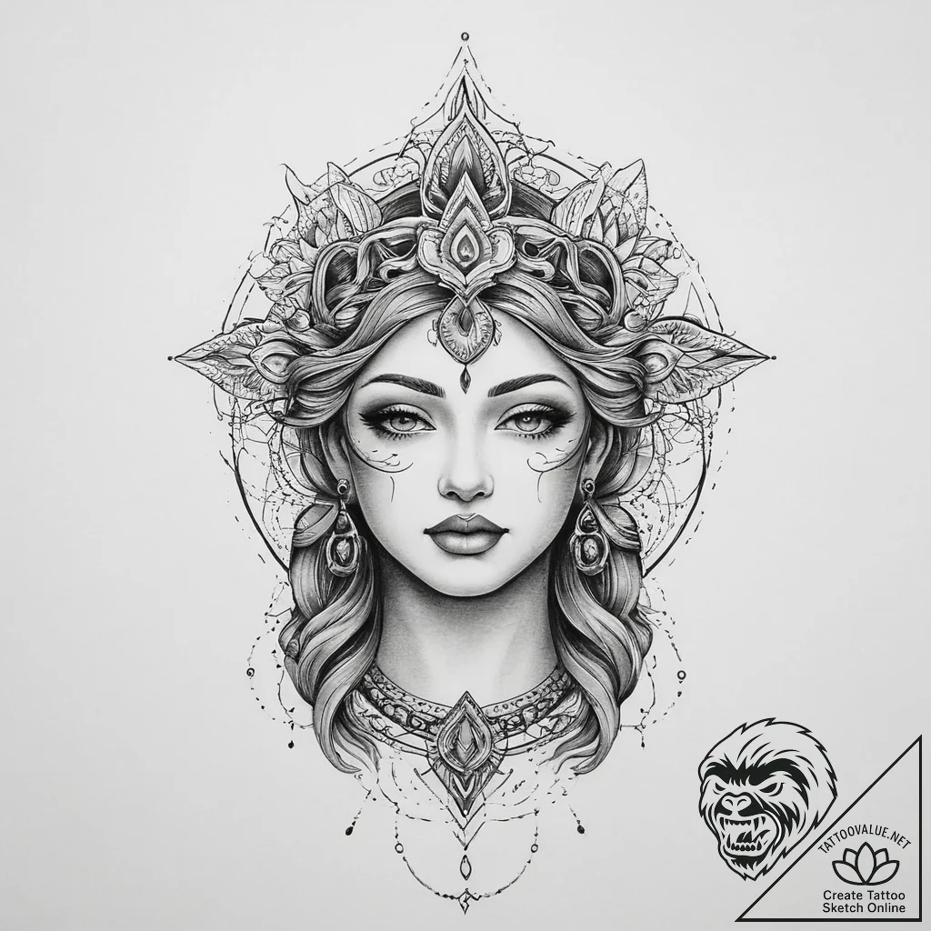 Tattoo sketch divine being - tattoo sketch (№1755998888_0, 24.08.2025 01:28) — tattoovalue.net