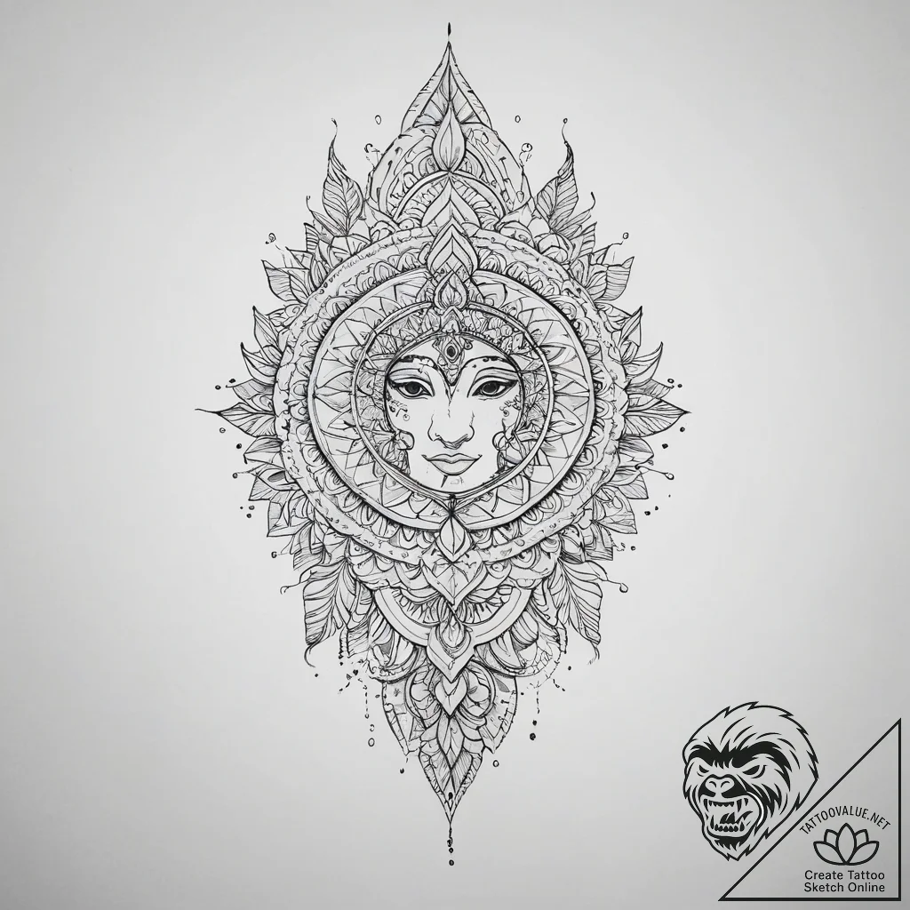 Tattoo sketch узор в индийском стиле, concept... - tattoo sketch (№1755999489_0, 24.08.2025 01:38) — tattoovalue.net