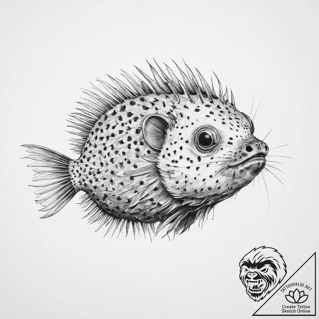 Tattoo sketch porcupinefish - tattoo sketch (№1755999689_0, 24.08.2025 01:41) — tattoovalue.net