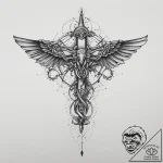 Tattoo sketch mystical plane, tattoo flash sh… – tattoo sketch (№1756000298_0, 24.08.2025 01:51) — tattoovalue.net