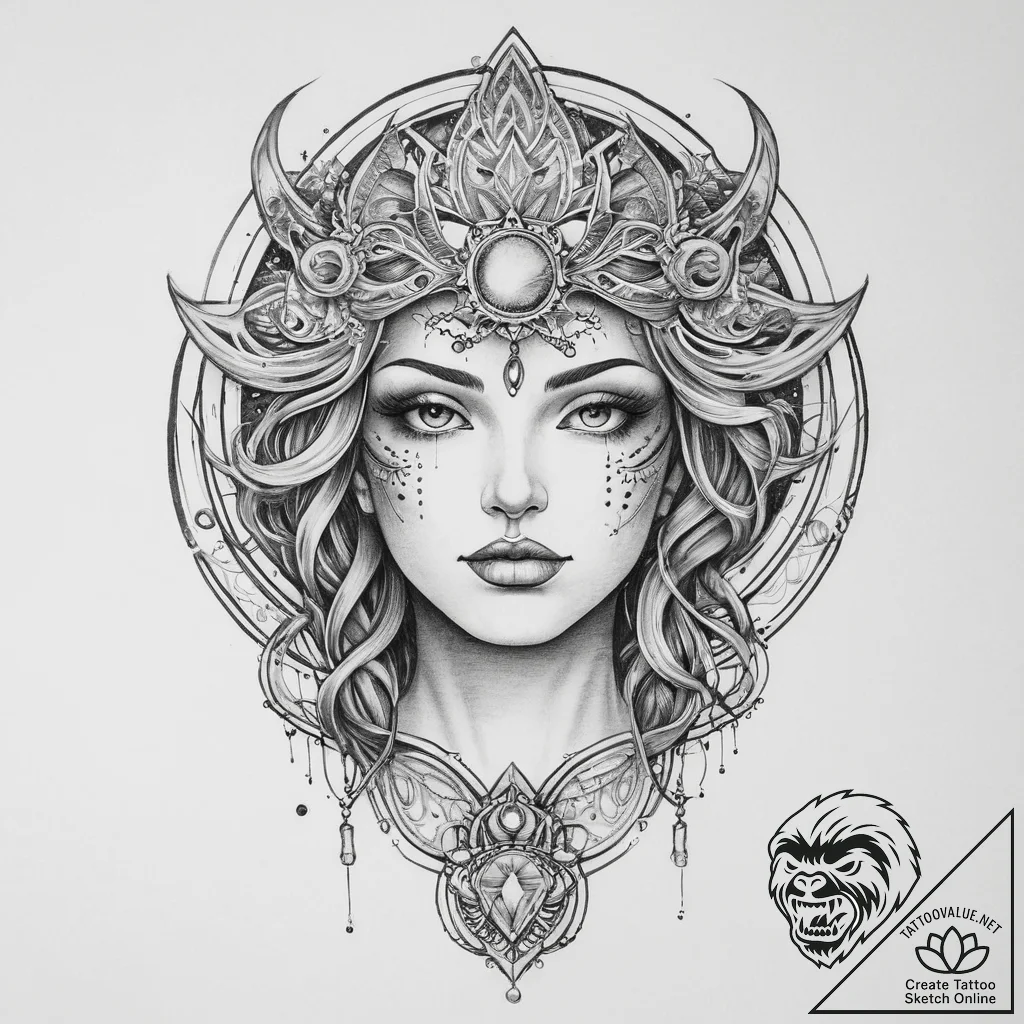 Tattoo sketch cosmic person, tattoo flash she... - tattoo sketch (№1756001306_0, 24.08.2025 02:08) — tattoovalue.net