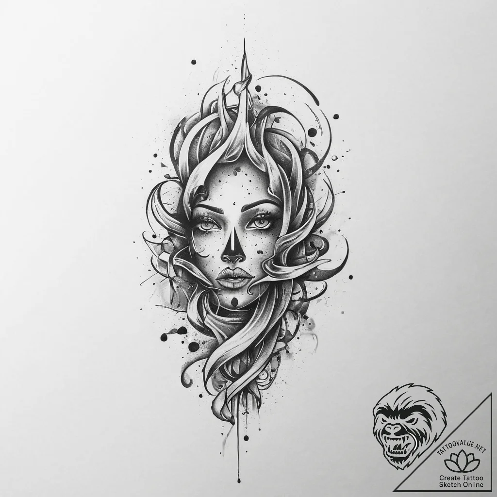 Tattoo sketch cosmic soul, concept art for ta... - tattoo sketch (№1756005192_0, 24.08.2025 03:13) — tattoovalue.net