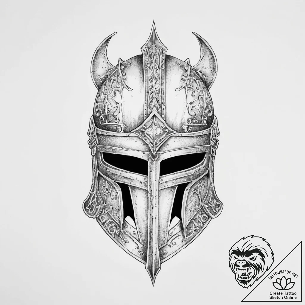 Tattoo sketch узор в виде рыцарского шлема - tattoo sketch (№1756005395_0, 24.08.2025 03:16) — tattoovalue.net