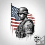Tattoo sketch soldier with a flag, concept ar… – tattoo sketch (№1756006396_0, 24.08.2025 03:33) — tattoovalue.net