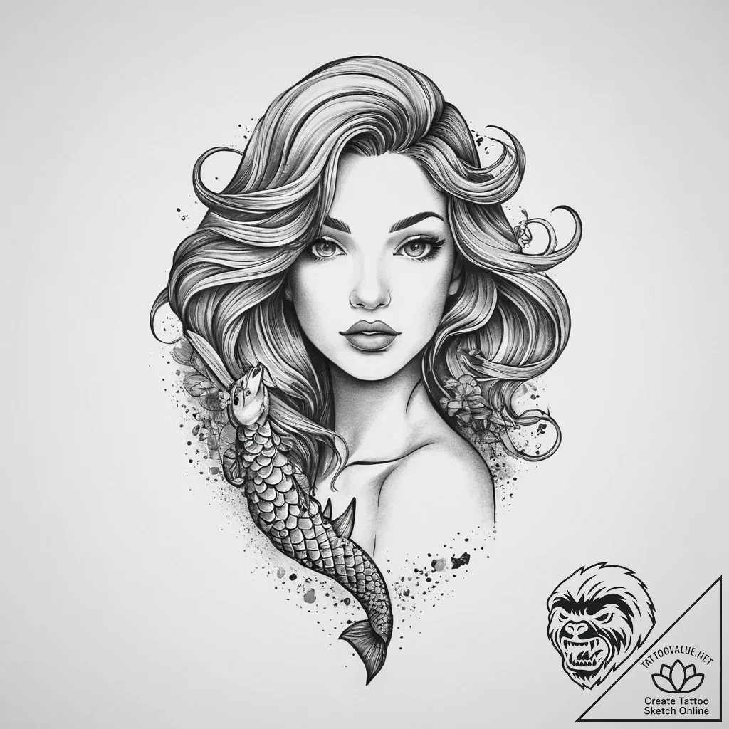 Tattoo sketch mermaid tattoo, concept art for... - tattoo sketch (№1756007805_0, 24.08.2025 03:56) — tattoovalue.net