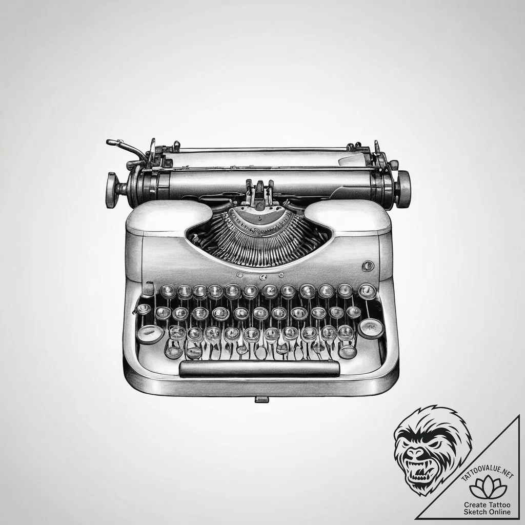 Tattoo sketch writer a typewriter, ink illust... - tattoo sketch (№1756008007_0, 24.08.2025 04:00) — tattoovalue.net