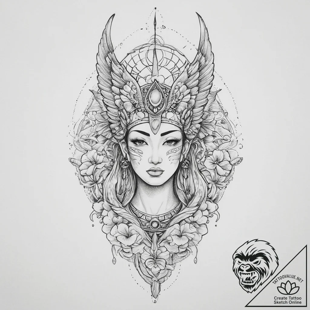 Tattoo sketch egyptian goddess isis, artistic... - tattoo sketch (№1756010208_0, 24.08.2025 04:36) — tattoovalue.net