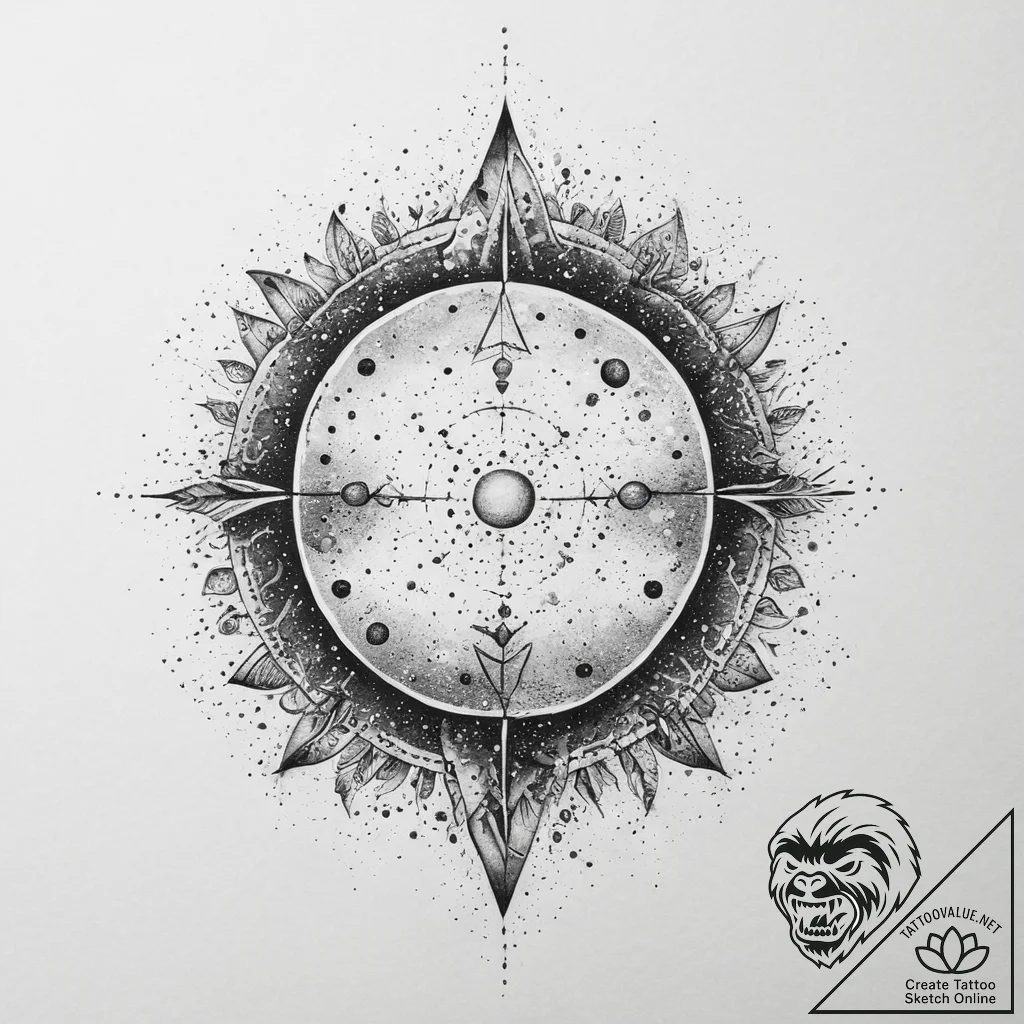 Tattoo sketch cosmic origin, artistic tattoo... - tattoo sketch (№1756010407_0, 24.08.2025 04:40) — tattoovalue.net