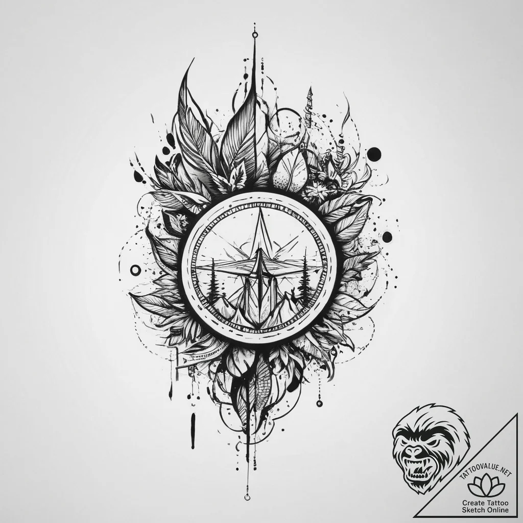 Tattoo sketch nature, tattoo flash sheet desi... - tattoo sketch (№1756010606_0, 24.08.2025 04:43) — tattoovalue.net