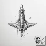 Tattoo sketch space ship tattoo – tattoo sketch (№1756011217_0, 24.08.2025 04:53) — tattoovalue.net