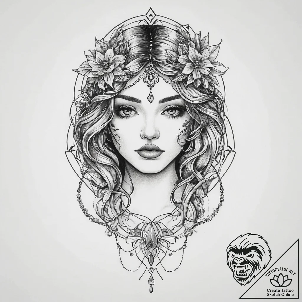 Tattoo sketch molly, ink illustration for tat... - tattoo sketch (№1756011413_0, 24.08.2025 04:56) — tattoovalue.net