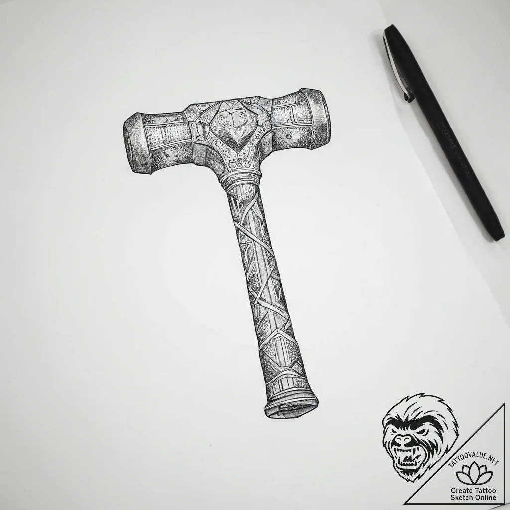 Tattoo sketch молот - tattoo sketch (№1756011612_0, 24.08.2025 05:00) — tattoovalue.net