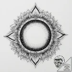 Tattoo sketch узор в виде солнечного затмения… – tattoo sketch (№1756012214_0, 24.08.2025 05:10) — tattoovalue.net