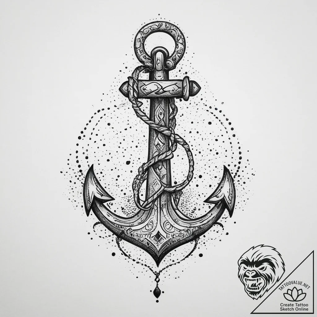 Tattoo sketch anchor, concept art for tattoo,... - tattoo sketch (№1756013425_0, 24.08.2025 05:30) — tattoovalue.net