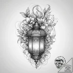 Tattoo sketch lantern with a plant inside, co… – tattoo sketch (№1756015650_0, 24.08.2025 06:07) — tattoovalue.net