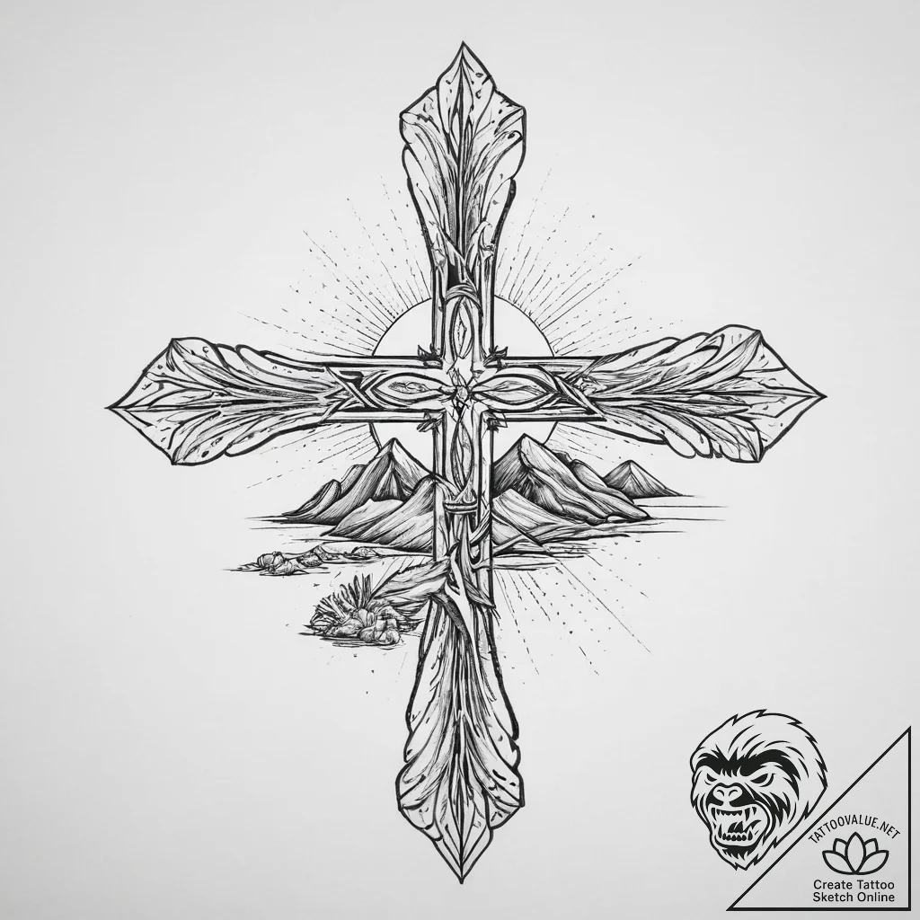 Tattoo sketch desert, tattoo drawing outline,... - tattoo sketch (№1756016051_0, 24.08.2025 06:14) — tattoovalue.net