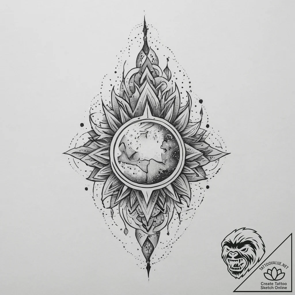 Tattoo sketch cosmic legend, tattoo drawing o... - tattoo sketch (№1756017267_0, 24.08.2025 06:34) — tattoovalue.net