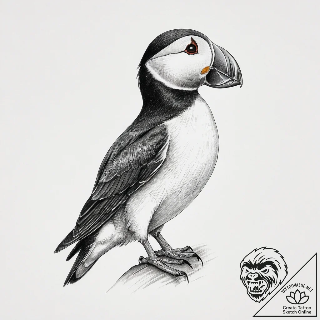 Tattoo sketch puffin, tattoo sketch design, s... - tattoo sketch (№1756017869_0, 24.08.2025 06:44) — tattoovalue.net