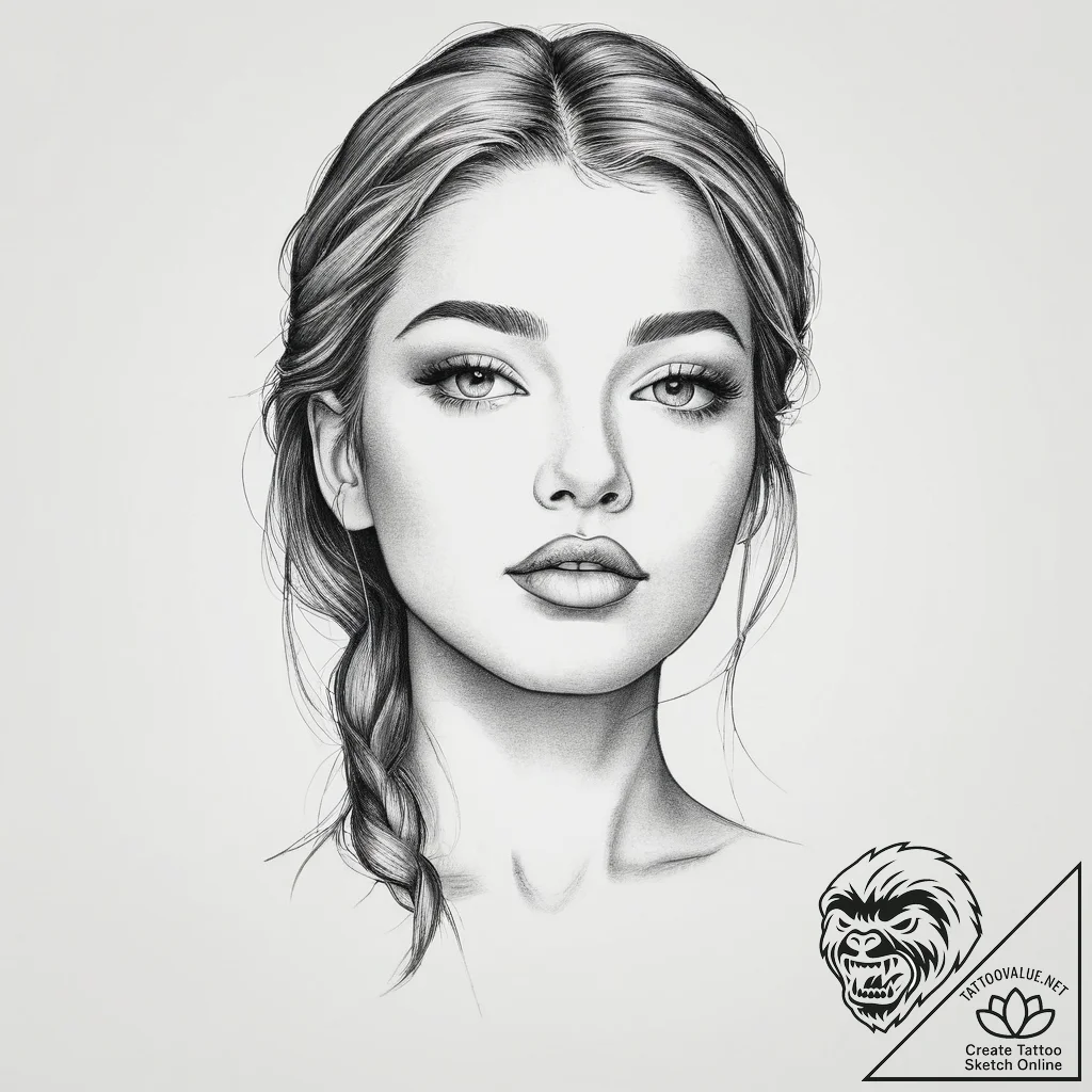 Tattoo sketch fine line of a woman's face, co... - tattoo sketch (№1756019890_0, 24.08.2025 07:18) — tattoovalue.net