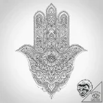 Tattoo sketch hamsa with a quote, tattoo sket… – tattoo sketch (№1756020294_0, 24.08.2025 07:24) — tattoovalue.net