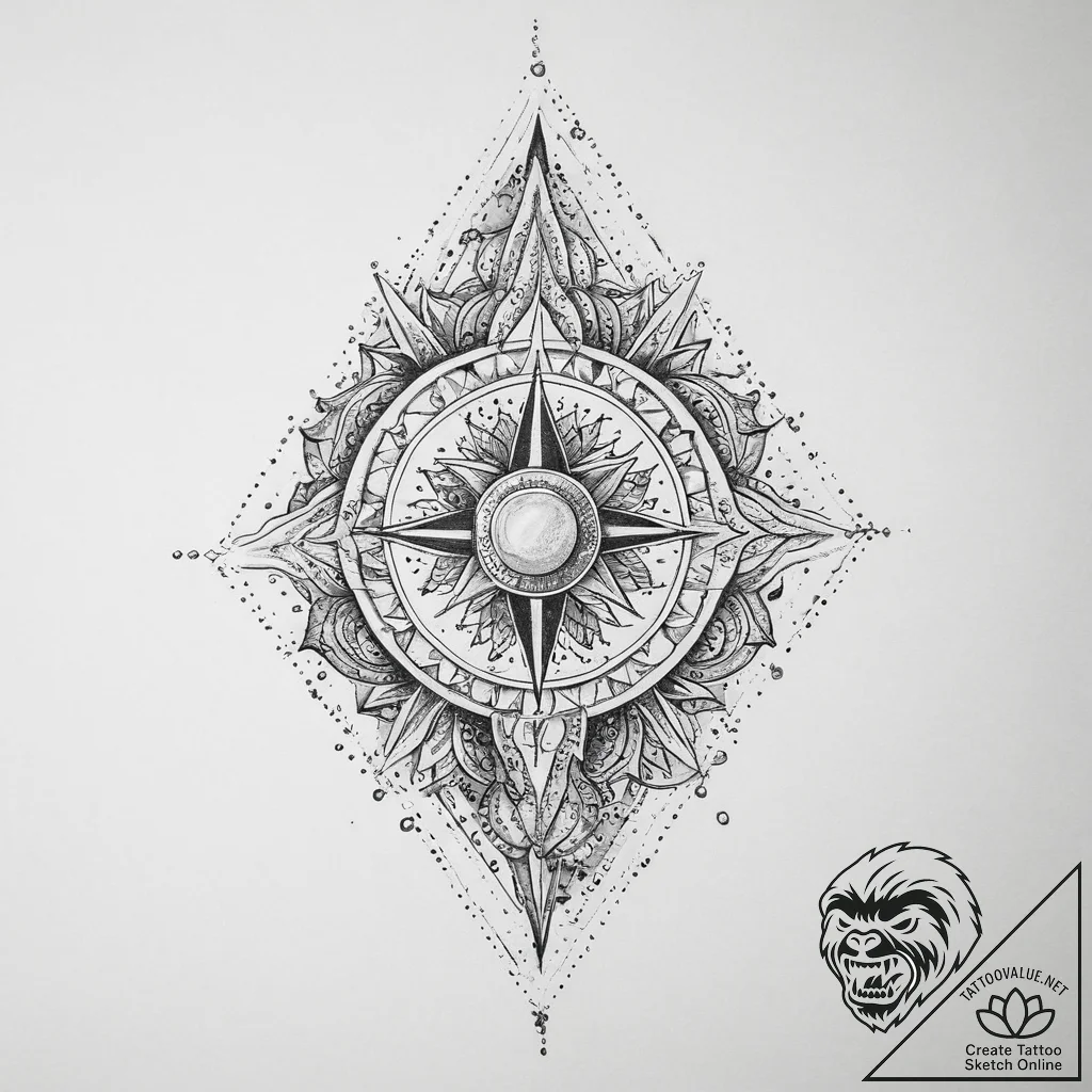 Tattoo sketch cosmic narrative, ink illustrat... - tattoo sketch (№1756020493_0, 24.08.2025 07:28) — tattoovalue.net