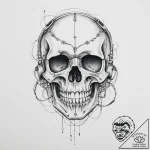 Tattoo sketch череп с проводами – tattoo sketch (№1756021686_0, 24.08.2025 07:48) — tattoovalue.net