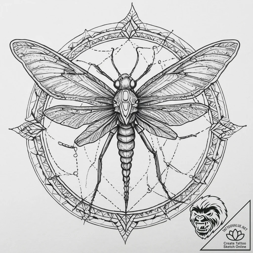Tattoo sketch praying mantis, tattoo flash sh... - tattoo sketch (№1756022490_0, 24.08.2025 08:01) — tattoovalue.net