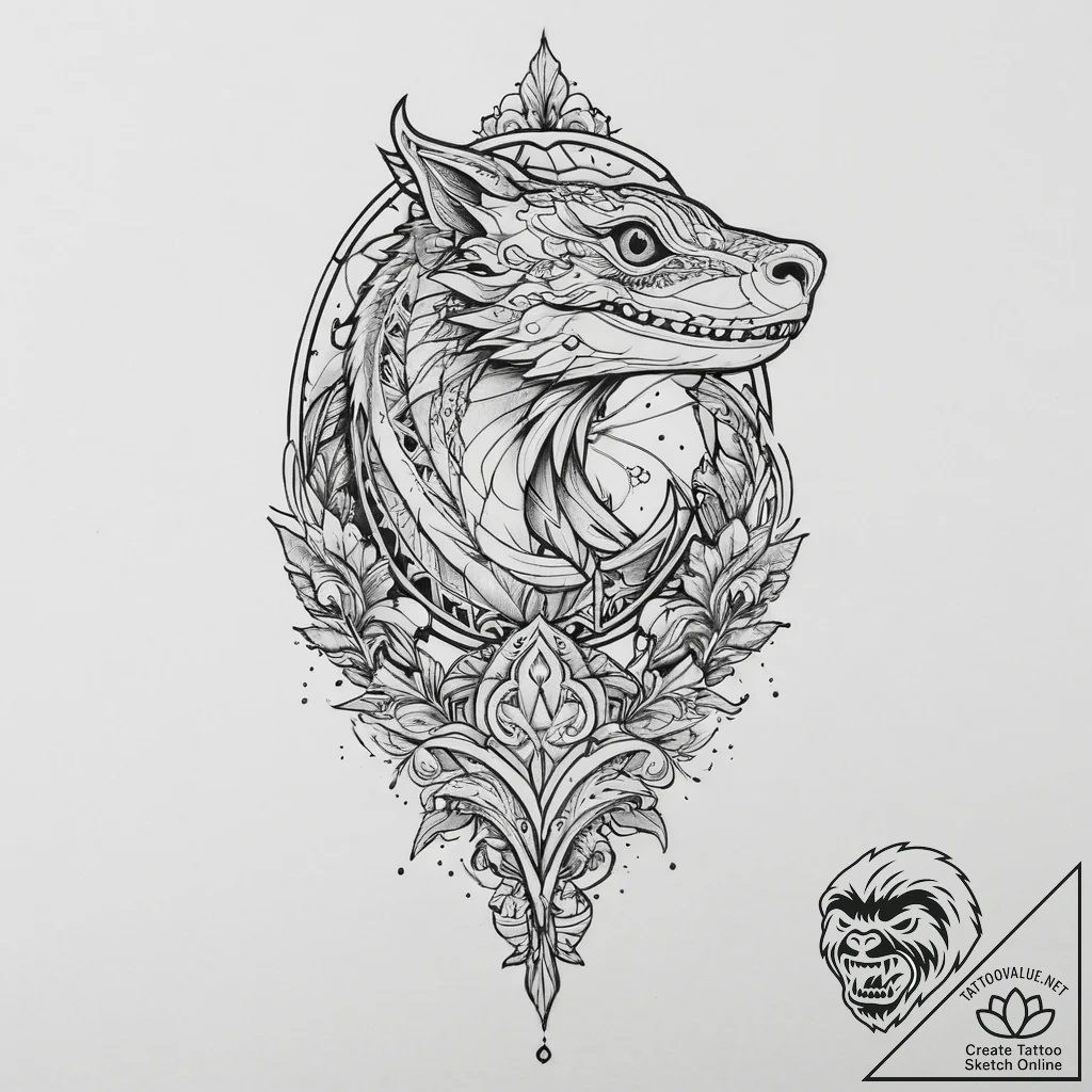 Tattoo sketch perentie, concept art for tatto... - tattoo sketch (№1756023293_0, 24.08.2025 08:14) — tattoovalue.net