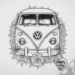 Tattoo sketch hippie vw van, tattoo drawing o… – tattoo sketch (№1756023701_0, 24.08.2025 08:21) — tattoovalue.net