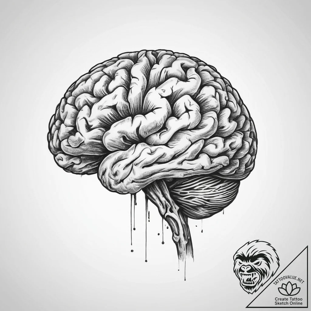 Tattoo sketch brain - tattoo sketch (№1756023899_0, 24.08.2025 08:24) — tattoovalue.net