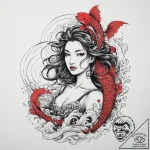 Tattoo sketch soldier with a mermaid, concept… – tattoo sketch (№1756024491_0, 24.08.2025 08:34) — tattoovalue.net