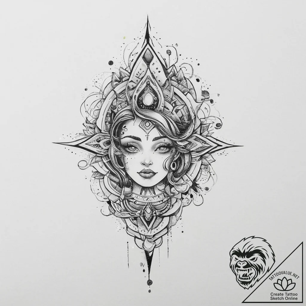 Tattoo sketch cosmic person, artistic tattoo... - tattoo sketch (№1756024690_0, 24.08.2025 08:38) — tattoovalue.net