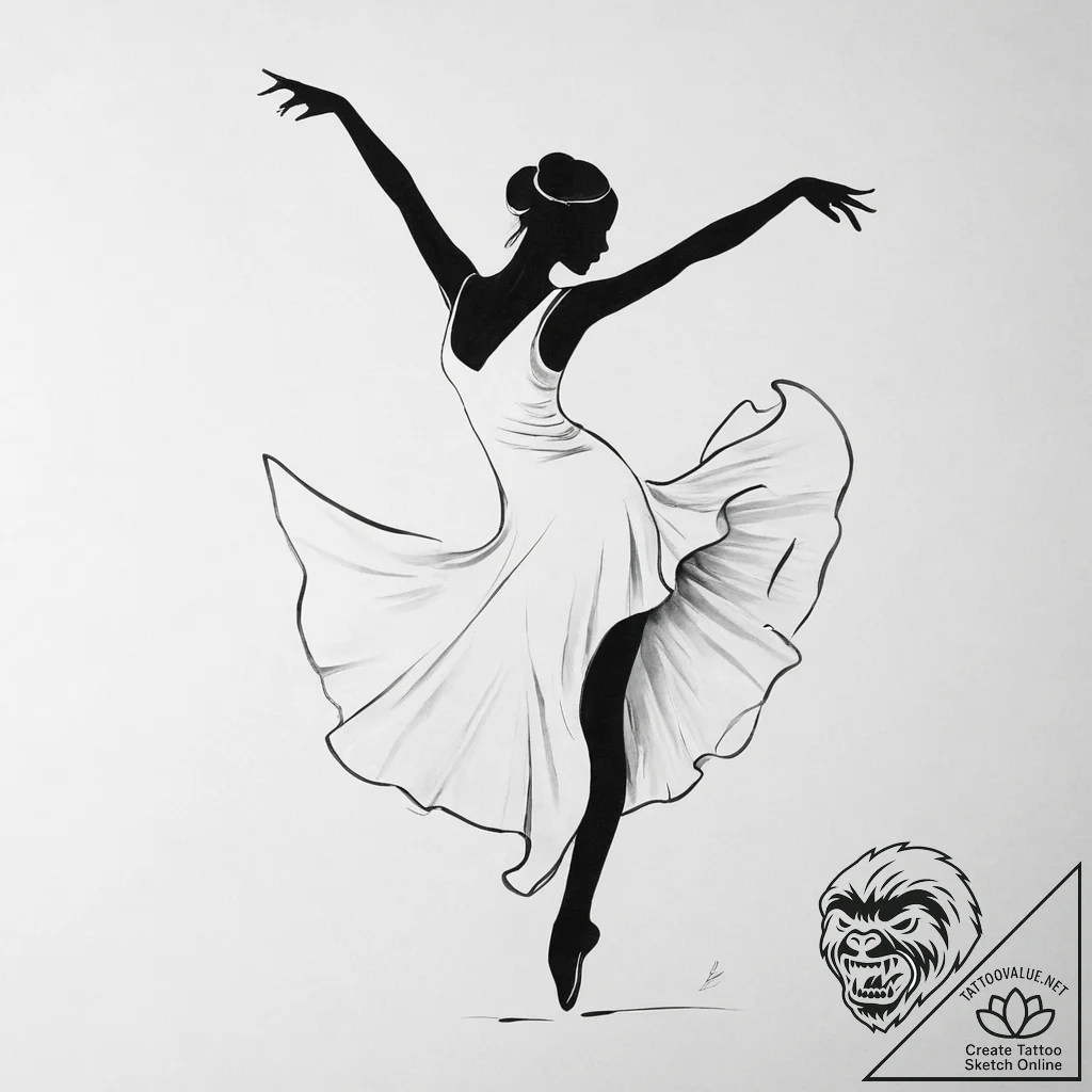 Tattoo sketch dancer a ballroom dancer silhou... - tattoo sketch (№1756025296_0, 24.08.2025 08:48) — tattoovalue.net