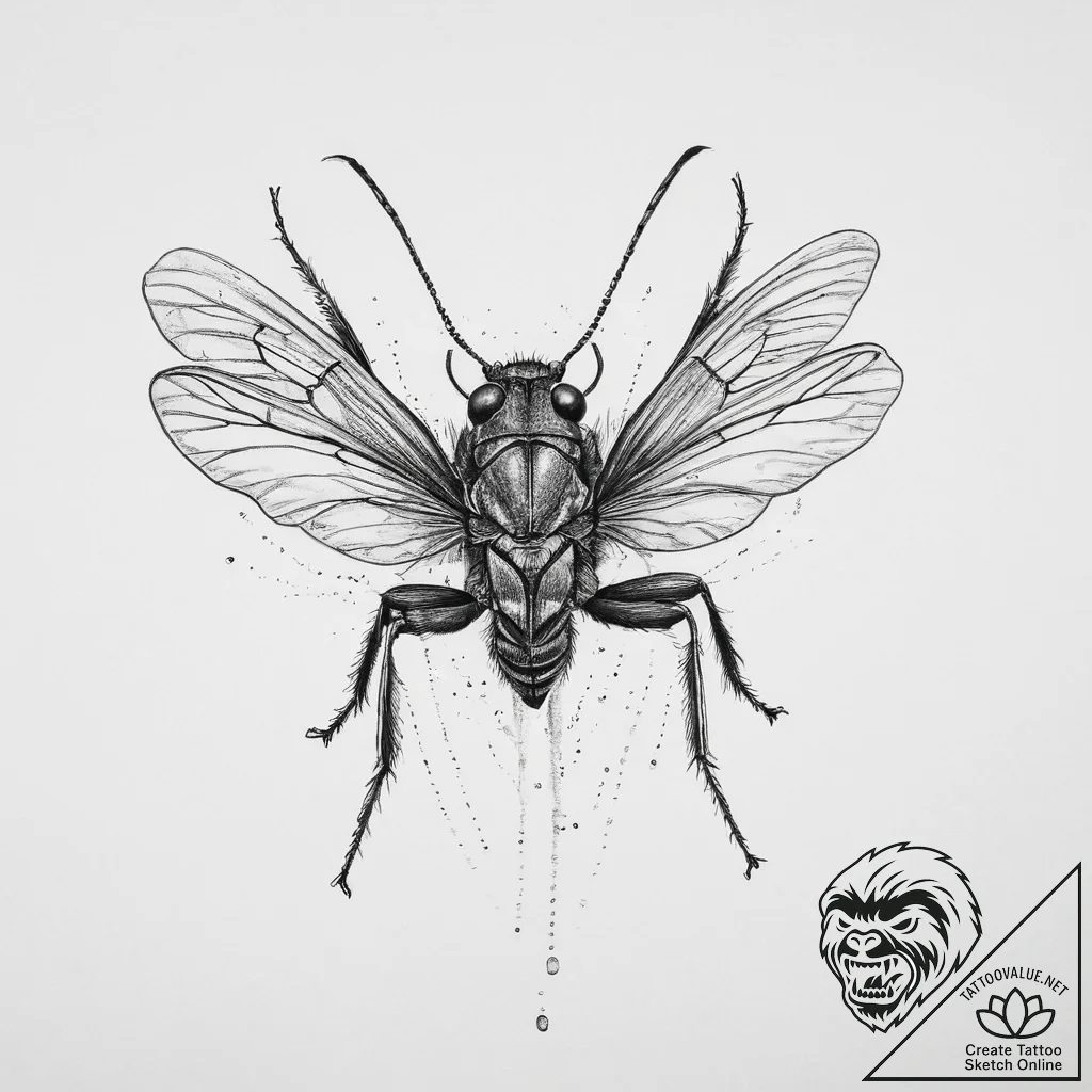 Tattoo sketch tree cricket, ink illustration... - tattoo sketch (№1756025495_0, 24.08.2025 08:51) — tattoovalue.net