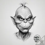 Tattoo sketch the grinch with a skin – tattoo sketch (№1756026286_0, 24.08.2025 09:04) — tattoovalue.net