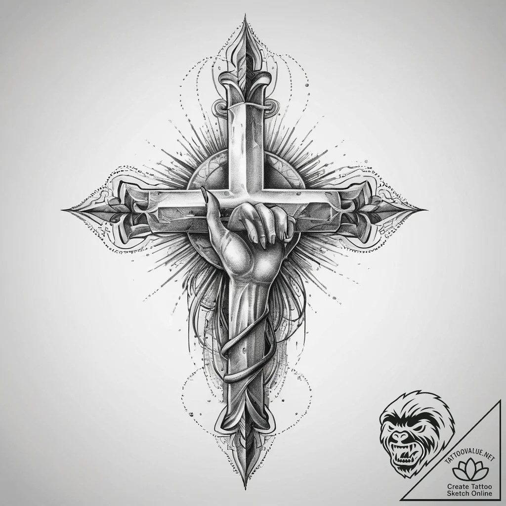 Tattoo sketch hands with a saint, tattoo draw... - tattoo sketch (№1756026489_0, 24.08.2025 09:08) — tattoovalue.net