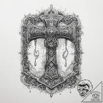 Tattoo sketch mjolnir with runes, tattoo flas… – tattoo sketch (№1756027085_0, 24.08.2025 09:18) — tattoovalue.net