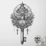 Tattoo sketch house key with a door, tattoo d… – tattoo sketch (№1756027492_0, 24.08.2025 09:24) — tattoovalue.net