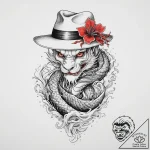Tattoo sketch fedora with a ribbon, tattoo dr… – tattoo sketch (№1756027889_0, 24.08.2025 09:31) — tattoovalue.net